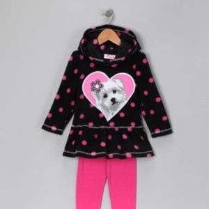 Young Hearts Blk/Pk Westie Heart Hoodie/Leggings